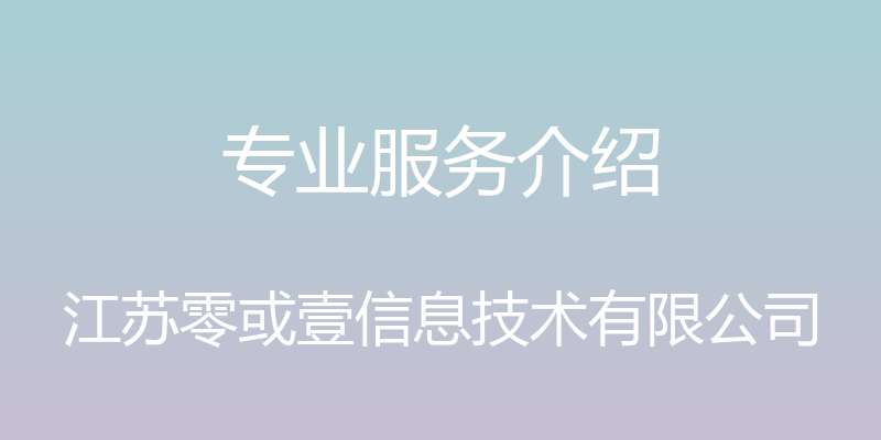 专业服务介绍 - 江苏零或壹信息技术有限公司