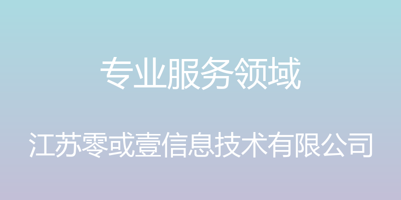 专业服务领域 - 江苏零或壹信息技术有限公司